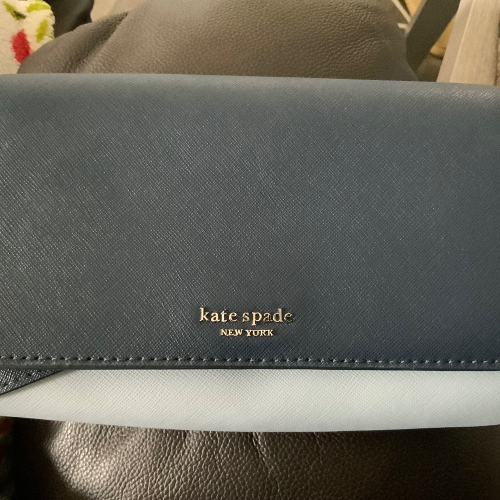 Kate Spade Cameron Blue Colorblock Saffiano Leather Small Flap Crossbody w/ COA